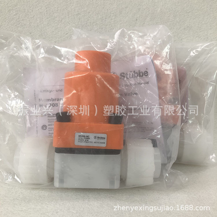 德国STUBBE PVDF 气动隔膜阀FPM 常闭 进口塑料隔膜阀NC PN6/DN15