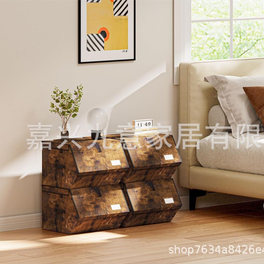 美式复古印花布艺储物收纳磁铁盒鞋盒翻盖衣柜箱可折叠儿童玩具箱