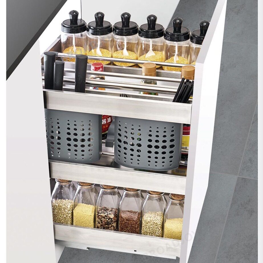 橱柜改造拉篮厨房放碗单层推小尺寸碗架地柜配件置物抽屉锅碟双层