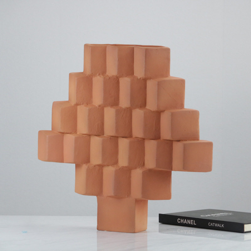 现代简约砖色瓦片摆件几何树脂样板间酒店桌面时尚家居轻装饰品,鲜花速递/花卉仿真/绿植园艺,其它园艺用品,淘宝优惠券,粉丝福利购,淘宝优惠卷