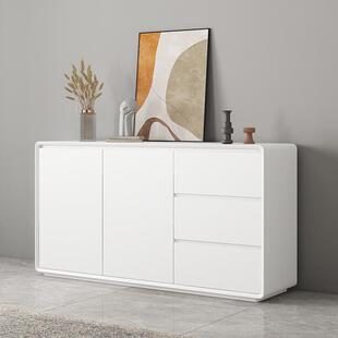 白色烤漆实木落地斗柜餐边柜现代简约客厅收纳柜餐厅储物柜茶水柜