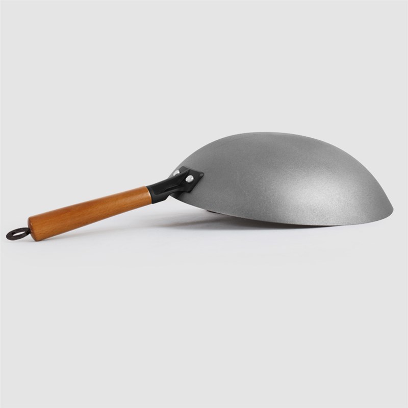 雅多福 铸铁平底炒锅34cm单柄生铁圆底锅P老式木柄不粘锅无涂层