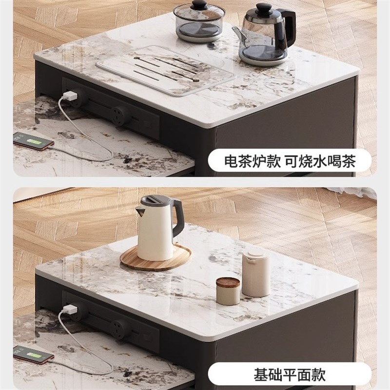 岩板岛台餐桌一体家用客厅可伸缩现代简约高级感2025新款吃饭桌子