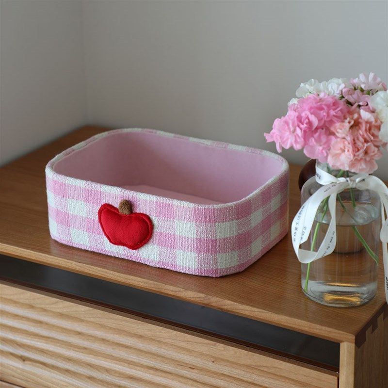 桌面收纳盒可爱单层杂物置物盒玄关钥匙香水面膜护肤品整理盒