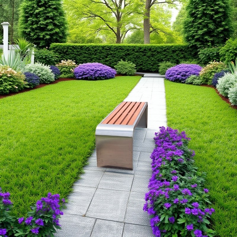 304加厚不锈钢公园椅户外长z椅庭院长条凳室外防腐木塑木休闲排椅