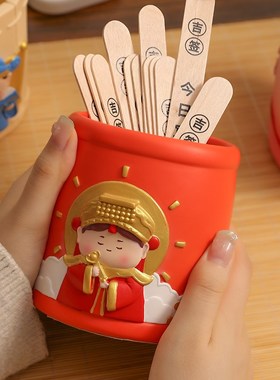 创意妈祖多功能摇签筒摆件办公桌面月老抽签玄学装饰六一节礼物女