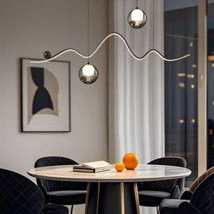 餐厅吊灯2025全新现代简约创意时尚山月波条茶室餐桌酒吧台灯