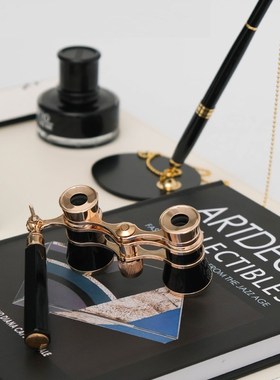 轻奢样板间书房办公桌书桌马毛装饰皮革K写字垫办公用品组合摆件