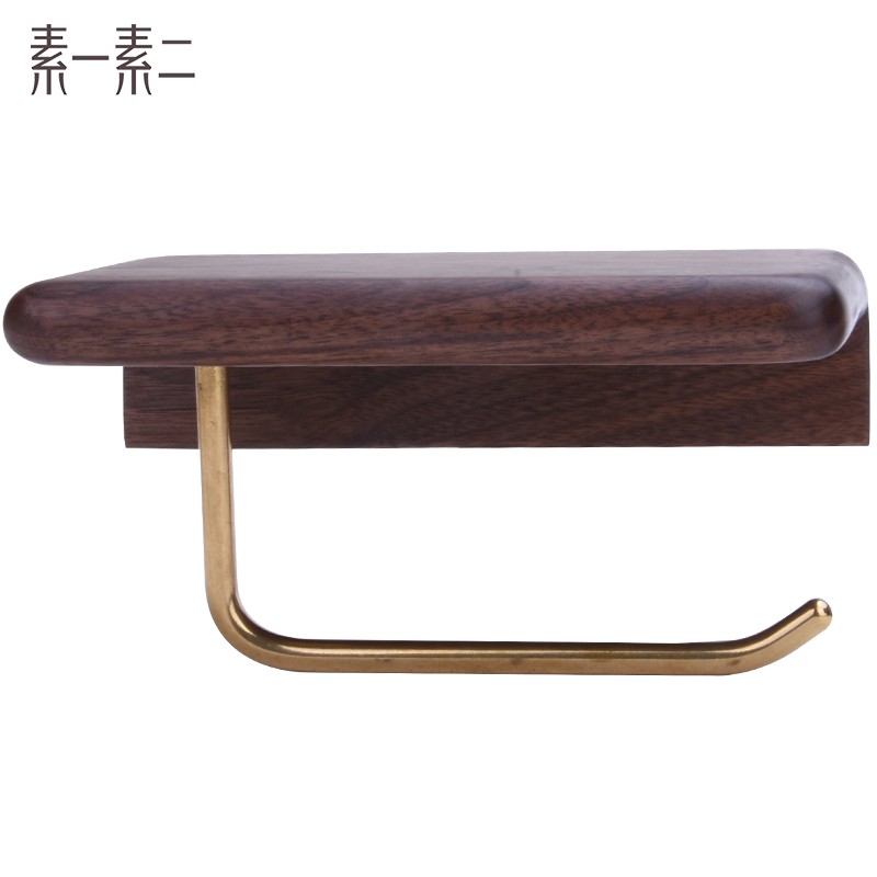 创意卫生间卷纸架k免打孔纸巾盒厕所置物架洗手间纸巾架实木厕纸