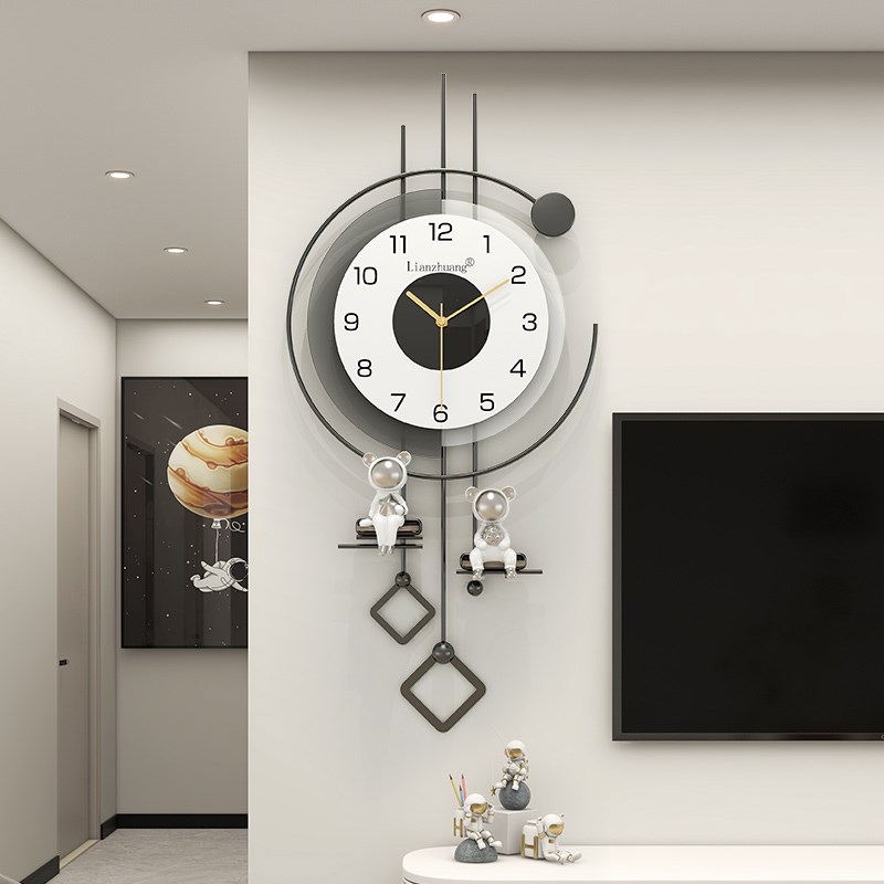 2024新款创意钟表挂钟客厅高级感免打孔简约现代家用装饰挂墙时钟