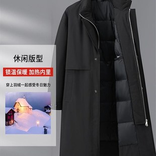 羽绒风衣工装 定制logo男加厚冬外套白鸭绒4S店银行销售工作服印字