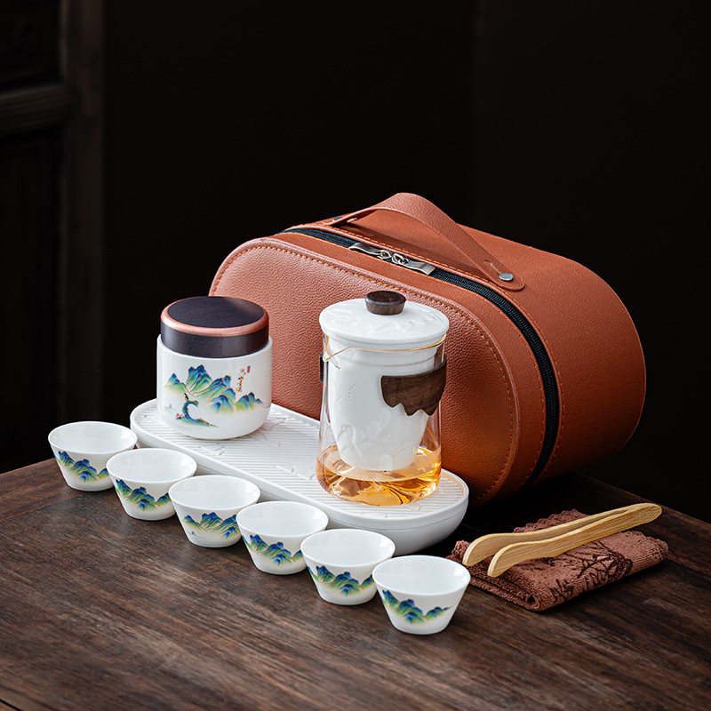 旅行茶具套装快客杯一壶六杯户外露营茶具礼品印制logo便携茶具