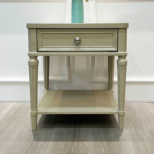 美式 储物柜 床头柜复古靠墙收纳柜卧室实木床边柜莫里印象简约整装