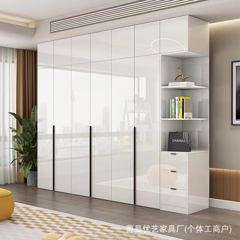 轻奢简约衣柜二四门组合衣橱组合储物柜家用衣帽间橱柜背景装饰柜