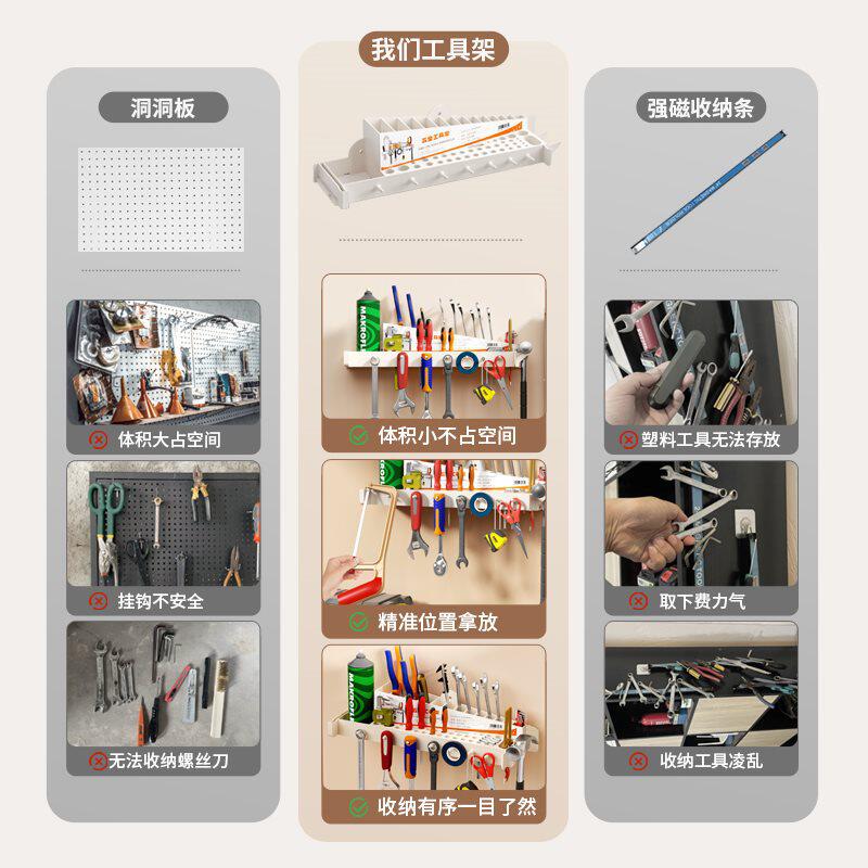 批五金工具置物架多功能挂架挂钩免打孔家用工具物料零件架收纳架