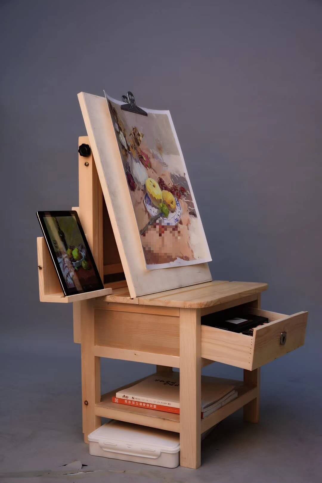 画室桌子美术培训桌椅画室布置画桌实木升降绘画凳辅导绘画素描桌