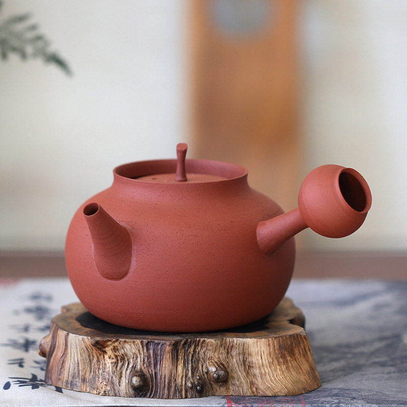 纯制砂铫粗陶煮茶壶原矿土朱泥烧水壶炉复古电陶炉煮茶器陶瓷壶