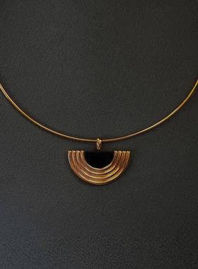 《光芒之旅》原创设计埃及气质黑玛瑙项圈吊坠时尚精致优雅饰品
