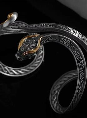 《太一精魄》蟠虺升龙登阶博山手镯复古做旧手工独特开口手环饰品