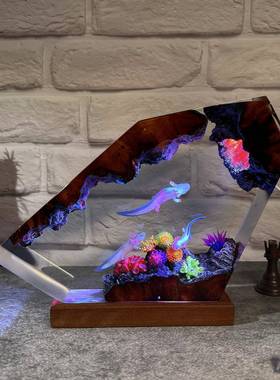 树脂灯蝾螈树脂艺术墨西哥钝口螈灯送给女儿的独特礼物跨境爆款