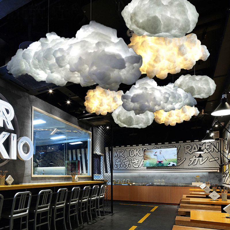 漂浮白云吊灯云朵灯酒店大堂艺术餐厅装饰设计师创意北欧工程灯具