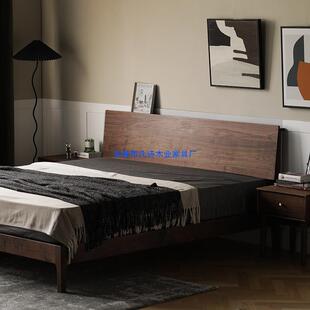 北美FAS黑胡桃木床北欧全实木现代简约双人床主卧日式 1.8米1.5米