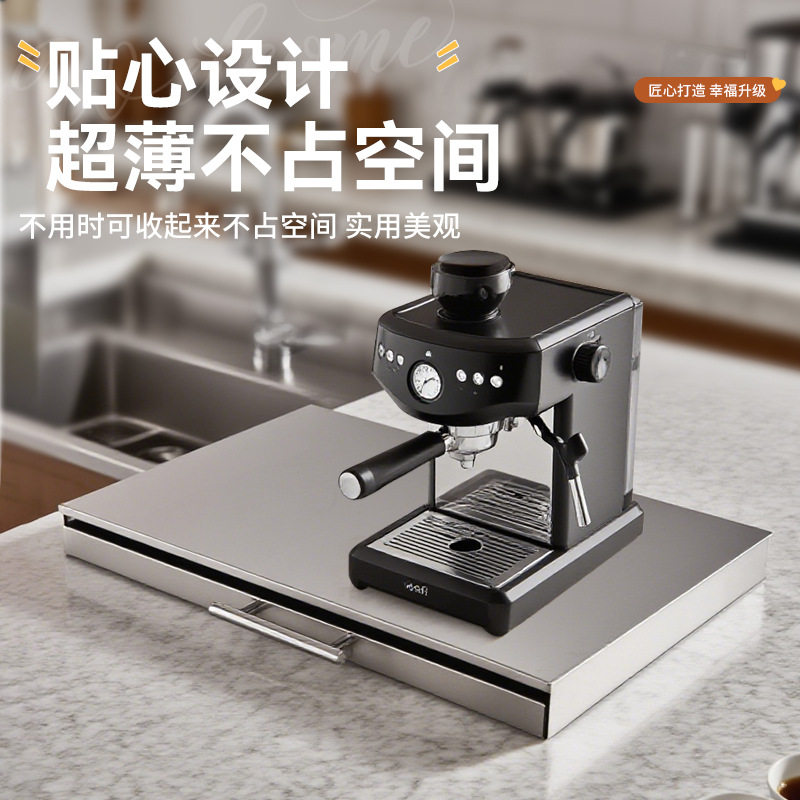 家用厨房不锈钢置物架微波炉烤箱可伸缩推拉备菜板多功能收纳架子