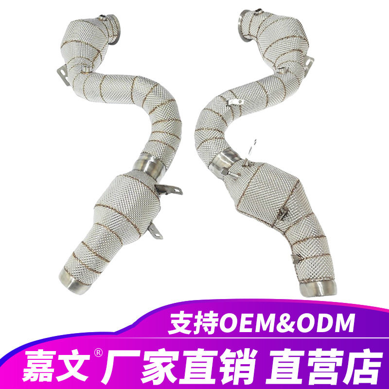 适用奔驰C63W205GLC63AMGM1774.0T隔热罩消声器SS304排气管