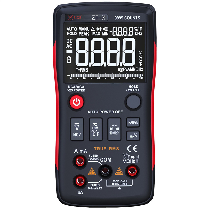 BSIDE ZT-X 按健式带模拟条高清三显示9999字数字万用表