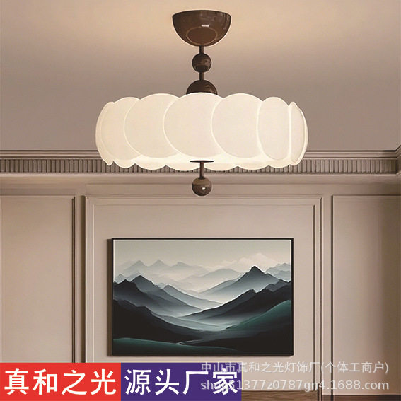 卧室吸顶灯中古奶油风主卧公主房灯具复古南瓜灯设计师书房吸顶灯