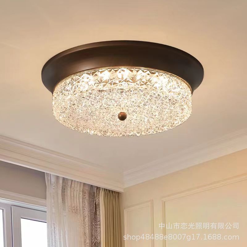 卧室吸顶灯美式复古房间书房吊灯中古风新款主卧阳台玄关奶油灯具图片