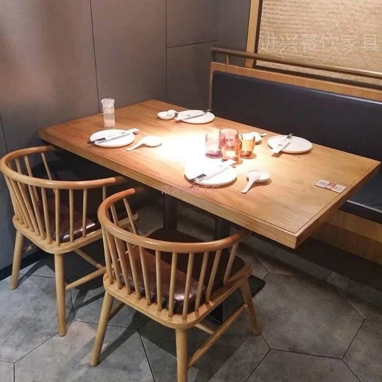 实木西餐厅桌椅餐饮小吃店食堂日本料理粉面馆餐厅卡座餐桌椅组合