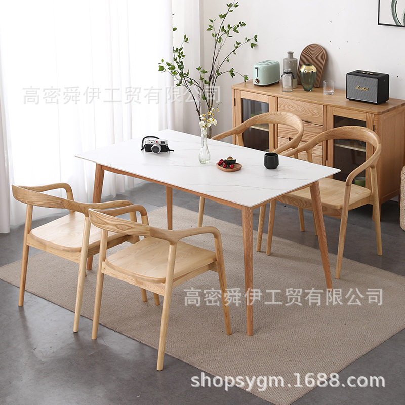 简约岩板韩式餐桌小户型公寓出租屋餐厅家具批发客厅长方形饭桌