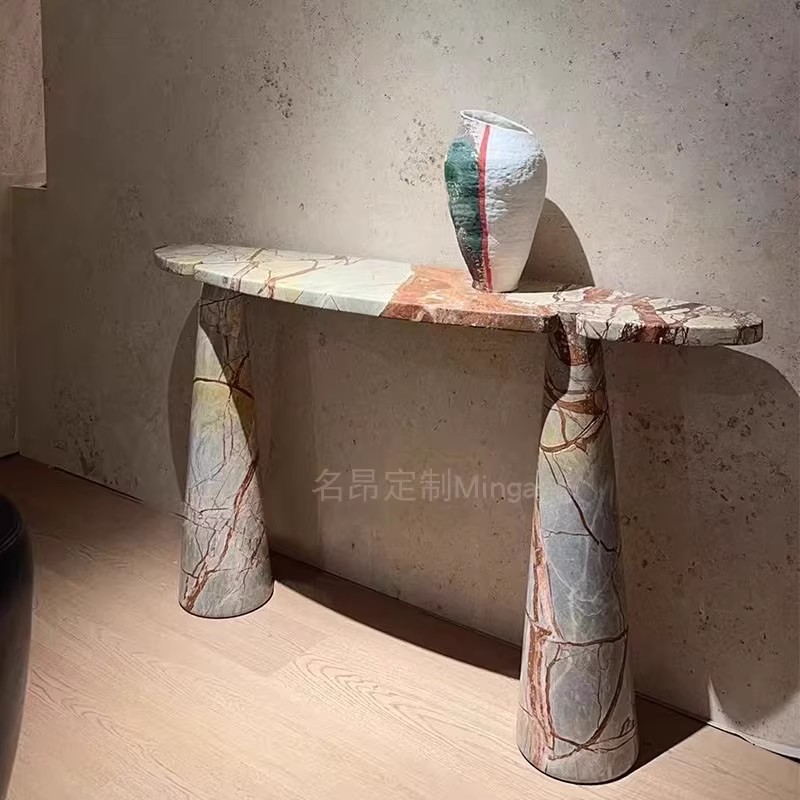 意式轻奢天然大理石玄关设计师款现代简约别墅客厅家用玄关桌