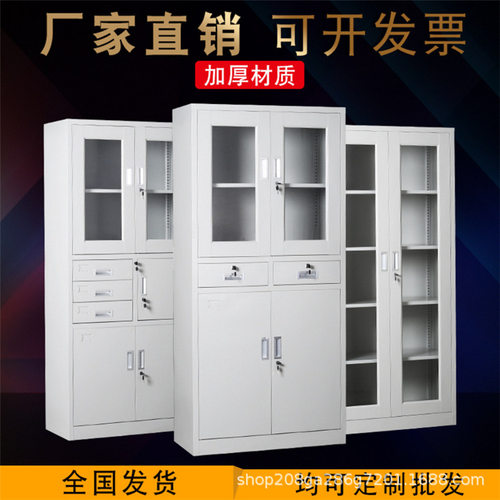 文件柜铁皮柜财务凭证密码收纳柜钢制玻璃门资料档案文件柜矮柜
