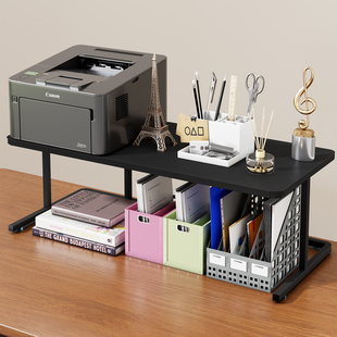 桌面打印机置物架办公室双层落地简易书桌收纳架厨房调料微波炉架