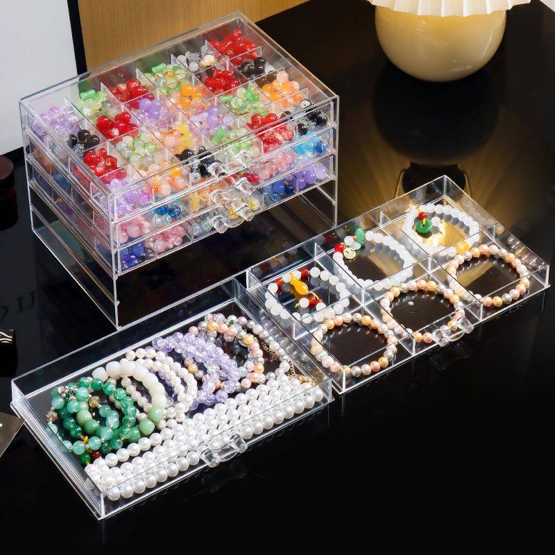 大容量多层透明分格手工材料配件琉璃珠分隔首饰盒串珠收纳盒