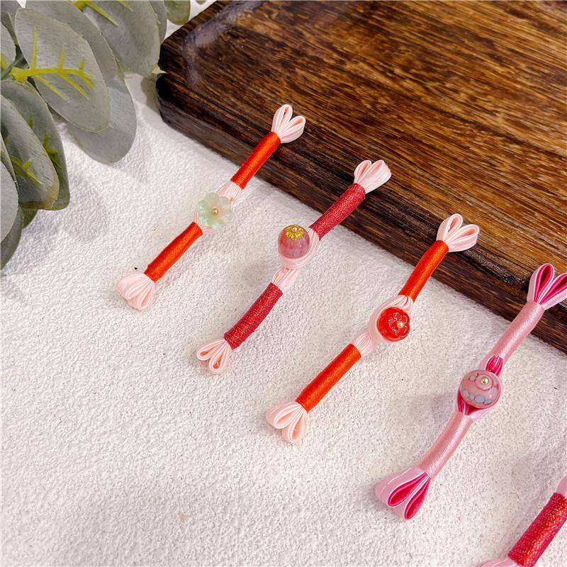 粉色花朵钮扣盘扣燕尾扣一字扣绕金丝红色扣旗袍汉服茶服装饰扣