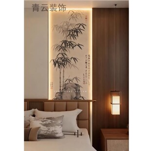 宋氏美学墙布中古风电视背景墙壁布定制画芯图库壁纸竖版玄关墙纸