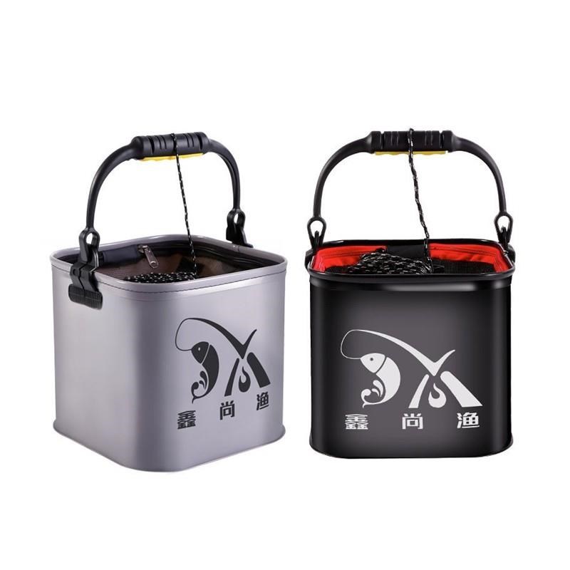 渔具新款加厚EVA加厚打水桶 方形折叠钓鱼桶活鱼桶矶钓桶水桶