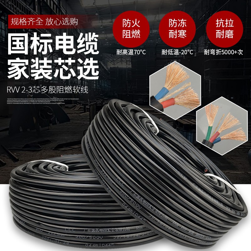 电缆线2芯1.5/2.5/4/6平方电线软线室外防水防冻护套线3芯电源线
