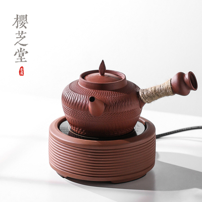 潮汕跳盖砂铫壶 电陶炉煮茶壶煮白茶陶壶手作侧把壶急须壶煮茶炉