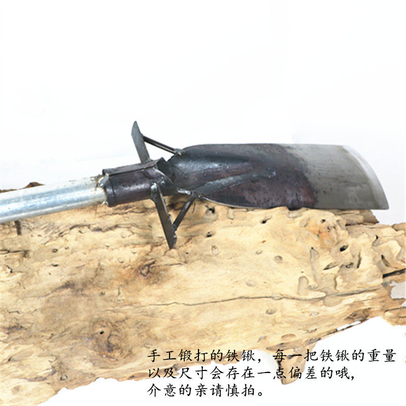 新品铁铲硬水管i柄锹加厚锻打农用园艺工农具平头泥土锹铁杴种定
