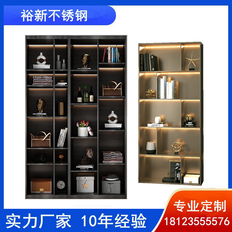 不锈钢书柜定制 网红开放格浴室嵌入式壁龛玻璃门 背景墙酒柜装饰