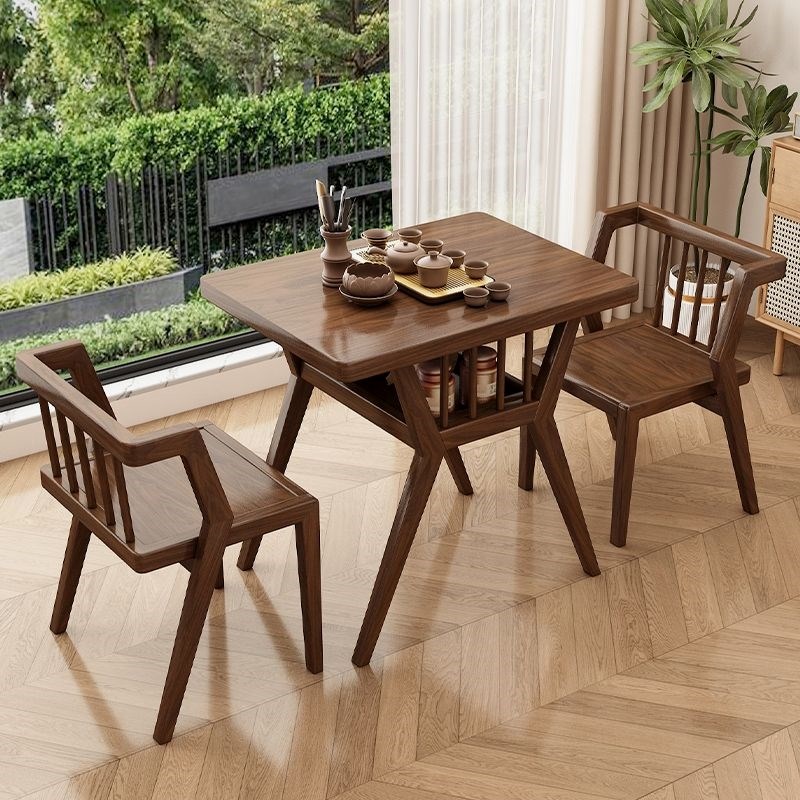 阳台看书桌椅实木茶桌休闲圆桌小茶几小户型家用坐地小矮桌可移动