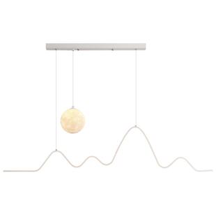 餐厅吊灯高级感饭厅现代简约月球灯极简长条设计师led餐桌吧台灯