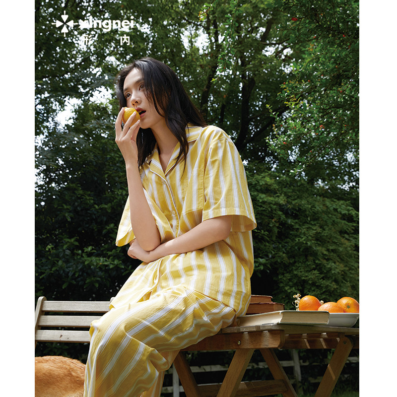 形内高端条纹女士家居服套装图片