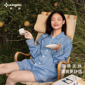 蓝色高级感家居服 夏款 形内睡衣女莱赛尔天丝牛仔棉2026年新款 夏季