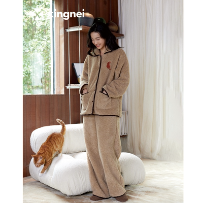 形内加绒加厚保暖家居服套装