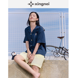 夏季 2025年新款 高级感可外穿家居服 夏款 形内睡衣女纯棉古巴领套装